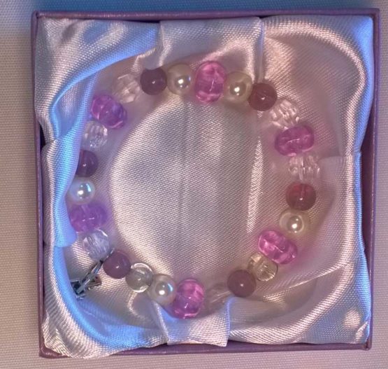 Purple and White Beaded Bracelet - Image 2