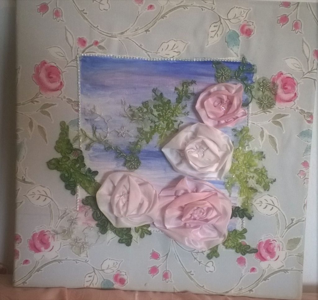 3D abstract picture of roses on canvas