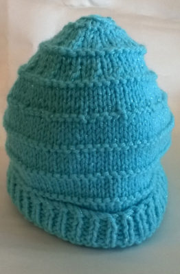 Turquoise Hand Knitted Baby Beanie