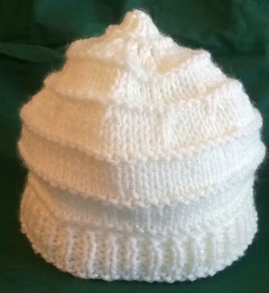 Hand Knitted beanie for new born in white