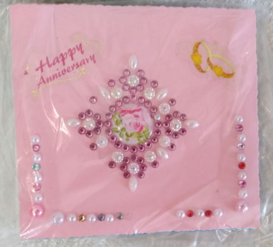 Pink Gift Card with Happy Anniversary