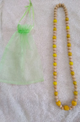 Yellow and Beige Wooden Bead Necklace